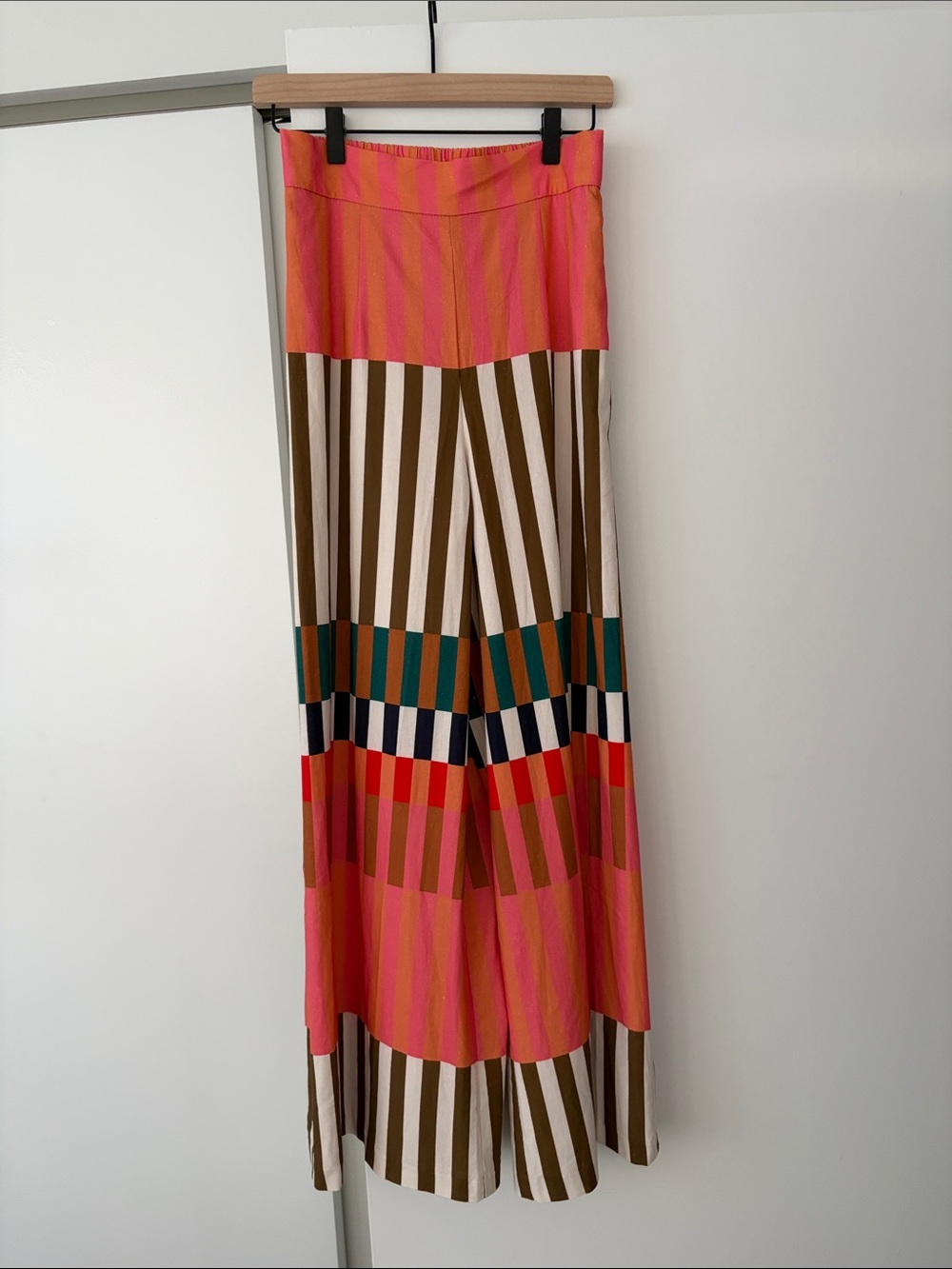 Women's Hutch Multicolor Striped Wide Leg Pants - Pink, Teal, Orange, and Brown